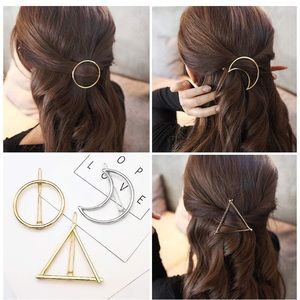 Gold Minimalist Geometric Hair Clips & Branch Pin